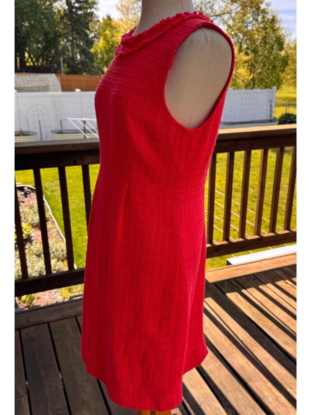 Kate Spade Womens Sleeveless Textured Coral Terri Tweed Dress 12 Cotton Fringe - Picture 15 of 15